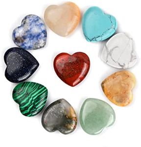 Anseom 10 Pezzi Quarzo a Forma di Cuore Pietra Cuore Lucido Amore Cuore di Amore Pietre di Palma Pietra Naturale a Forma di Cuore Forma di Cuore Scolpita Quarzo Cuori di Pietra Preziosa(Multicolore)