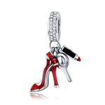 Red Stiletto Shoe Dangle Charm 925 Sterling Silver Dangle Charm for European Fashion Bracelet Necklaces Wedding Day Valentine's Day Jewelry Beads Gift for Sister Family Wife