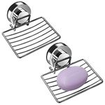 Shower Soap Holder, 2 Packs Vacuum Suction Soap Dish Holder, Stainless Steel Soap Holder for Shower Bathroom Tub Kitchen Sink