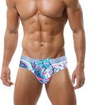 Panegy Men's Sexy Swim Underwear Briefs Fashion Board Shorts Stretchy Swimsuit Boyshorts, Digital Prints, Medium