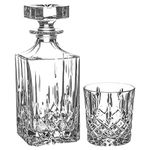 RCR Crystal 5 Piece Orchestra Whisky Decanter & Glasses Set - Vintage Cut Glass Spirit Holder with Stopper - 750ml