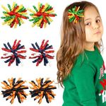 Christmas Hair Bows for Girls, 6 Pcs Curly Korker Bow Hair Clips Party Firework Hair Bows Christmas Hair Accessories for Little Girls Toddler Kids