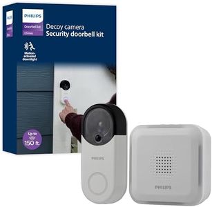 Philips Wireless Security Doorbell Chime Kit, Decoy Doorbell Camera, Motion-Activated Light, Decoy Doorbell Home Security Cameras, Wireless Doorbell Chime, 150 Ft Range, White, DES6572WB/37