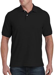 HARBOR BAY by DXL Men's Big and Tall Piqué Polo Shirt Black 6XLT