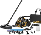 McCulloch MC1375 Canister Steam Cleaner with 20 Accessories, Extra-Long Power Cord, Chemical-Free Cleaning for Most Floors, Counters, Appliances, Windows, Autos, and More, 1-(Pack), Black