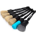 Kasauber 6x Professional Car Detailing Brushes Set, Auto Detail Cleaning Brush Kit for Car Interior Exterior Leather Seat Air Vents Alloy Wheel Rim Engine Bay Wash & Care