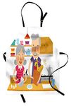 ABAKUHAUS Grandpa Apron, Elderly Couple in Kitchen, Unisex Kitchen Bib Apron with Adjustable Neck for Cooking Baking Gardening, Pale Coffee