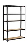 Rhino Racking - 5 Tier Heavy-Duty Industrial Storage Shelves - Black - 180x120x40cm