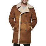 Dockers Men's Faux Shearling Midlength Overcoat, Cognac, L