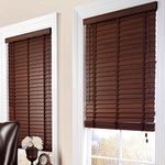 KDDFN Real Wooden Venetian Blinds,Wooden Grain Effect Window,Light Filtering Venetian Window Blind,Easy Fit Privacy Curtains,Shutters Twist Open Close (W110xH120cm/43x47in)