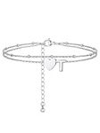 PROSTEEL Women Heart Anklet, T Letter Initial Ankle Bracelet, Adjustable Double-Layer Foot Chain for Beach Summer, Silver 316L Stainless Steel (with Gift Box)