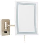 Jerdon JRT710NLD 6.5-Inch by 9-Inch Wall Mount Rectangular Direct Wire Makeup Mirror, Nickel Finish