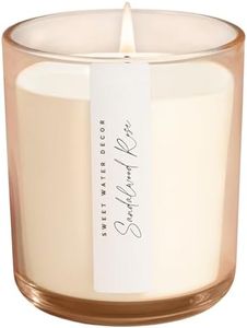 Sweet Water Decor Sandalwood Rose Scented Soy Candles – Green, Leafy, Winey, Rose, Guaiac Wood, Cedar, Amber, Musk – Cozy Aroma – 50 Hour Burn – 12oz Tinted Glass Jar for Home Decor and Bedroom Decor