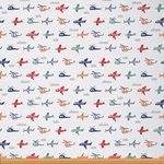 Aircraft Fabric by The Yard, Cartoon Airplane Upholstery Fabric, Fighter Flight Helicopter Decor Fabric, Aviation Theme Indoor Outdoor Fabric, Clouds DIY Art Waterproof Fabric, Red Blue, 5 Yards