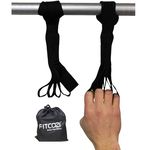 FITCOZI Pull Up Grip Strength Straps - Nylon Finger And Thumb Loops For Grip Training, Rock Climbing, Hand And Arm Strengthener (Belt-Black)