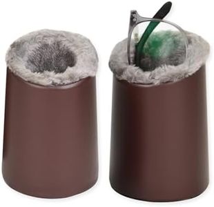 Baitaihem 2 Pack Plush Lined Eyeglasses Holder Stand Protective Glasses Holder For Desks Or Nightstands(Gray Brown)