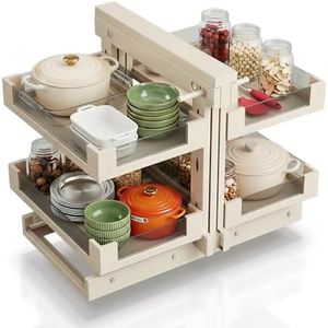 MUOLVSQ Blind Corner Cabinet Pull Out Organizer, Heavy-Duty Magic Corner Shelves with Soft Close, 2-Tier Full Extension Baskets for 13",14.1",15.3",16.9" Kitchen Cabinets, Left & Right Compatible