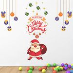 StickMe 'Christmas - Tree - Hanging - Decorations - Santa Claus - Creative - Colorful - Wall Sticker' -SM815 (Multi Colour, Vinyl - 150cm X 125 cm)