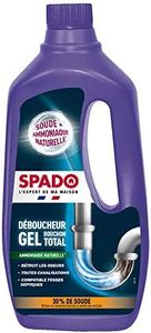 SPADO - Déboucher Gel - Bouchon total eau stagnante - Compatible fosses septiques- Détruit les odeurs - soude minérale concentrée 30% - action dès 15min - 1 L -