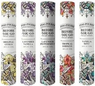 Poo-Pourri Before-You-go Toilet Spray 10 ml Original Citrus 10 ml Lavender Vanilla 10 ml Tropical Hibiscus 10 ml Lavender Peppermint & 10 ml Vanilla Mint, 5 Count (Pack of 1)