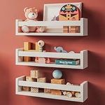 NATURE SUPPLIES | Set of 3 White Nursery Shelves | Wall Mounted Kids Children’s Bookshelf | Wooden Floating Shelves For Bedroom, Bathroom & Kitchen | White