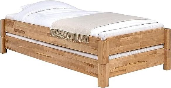 WOODLIVE DESIGN BY NATURE Massivholz Gästebett Stapelbett Twin in Kernbuche massiv (90 x 200 cm) inklusive 2X Lattenrost starr