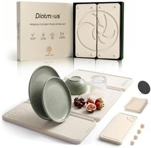 Diatmous Large Stone Drying Mat for Kitchen Counter, Diatomaceous Earth Foldable Dish Drying Mat, Diatomite & Silicone Fast Water Absorbing Dry Pad, Thick Folding Drainer Mats for Dishes & Countertops