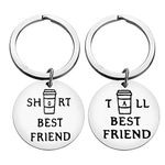 Funny Best Friend Keyring Friendship Gifts Tall and Short Best Friend Keychain Set Friendship Key Ring BFF Gifts for Women Men Birthday Christmas Gifts Graduation Valentine's Day Gifts for Friends