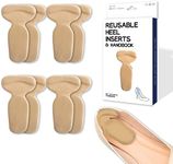 Doctor Developed Heel Inserts for Women and Men, Reusable Soft Sponge Heel Pads for Shoes That are Too Big/Loose Boots, High Heel Grips Blister Protectors Heel Cushions, Handbook Included (4 Pairs)