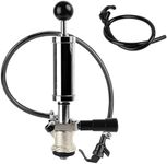 Watflow Keg Party Pump, American D System Beer Keg Tap Party Pump, 4 Inch Picnic Pump with Black Beer Faucet & Beer Hose, Chrome-Plated Keg Draft Beer Party Pump with 2 Hose Clamps