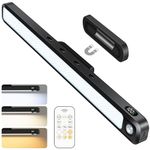 Ferswe 5W Motion Sensor Lights Indoor with Remote Control, 2500mAh Mirror Lights with Battery Level Display, Magnetic Stick On Adjustable 3 Colors Light for Cupboard, Kitchen, Mirror, Closet and Wall
