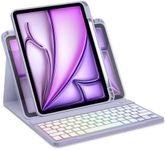 Bettdow for iPad Air 6th 11" M2 2024 Keyboard Case,Horizontal/Vertical Use,UK Layout Detachable Backlit Keyboard with Case for Air 11 Inch 2024/ Air 5th/4th 10.9 Inch/Pro 11 Inch 2018-2022 (Purple)