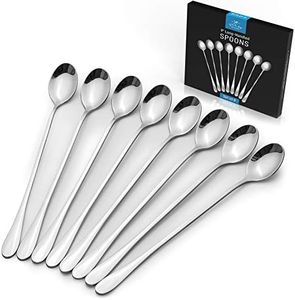 Zulay 8-Piece 9-Inch Iced Tea Spoons With Long Handles - Stainless Steel Ice Cream Spoon, Coffee Spoon, Dessert Spoon, or Stirring Spoon - Multipurpose Tea Spoon Set For Sundae, Cocktails, & More