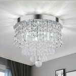 TISLYCO 5 Lights Mini Crystal Chandeliers Light, Elegant Raindrop Crystal Chandelier Lighting Fixture, Modern Crystal Flush Mount Ceiling Light for Closet, Bedroom, Hallway, Kitchen, Living Room