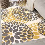 Rugshop Modern Floral Circles Design for Living Room,Bedroom,Home Office,Kitchen Non Shedding Area Rug 3'1" x 5' Yellow