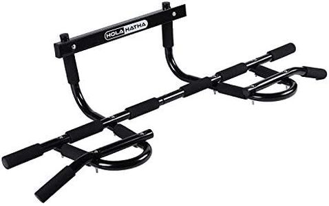 HolaHatha Heavy Duty Door Way Pull Up Bar Chin Up Dip Station for Multiuse Doorway Portable Home Fitness Gym Workout to Build Upper Body Strength