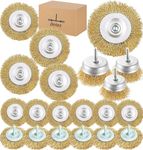 Wire Brush Cup Wheel Drills Set 20 Piece Wire Brush Kit Power for Drill 1/4 Inch Arbor Brass Coarse Carbon Crimped Cleaning Rust, Stripping, Abrasive and Attachment