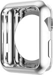 Leotop Compatible with Apple Watch Case 42mm 38mm, Soft Flexible TPU Plated Protector Bumper Shiny Cover Lightweight Thin Guard Shockproof Frame Compatible for iWatch Series 3 2 1 (38 mm, Silver)