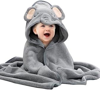 Baby Hooded Towels Casa Carina - Premium Ultra Soft Bath Towel for Newborn, Toddler, Infant - Ultra Absorbent Baby Essential Bath Shower Gifts for Boys and Girls - Grey Elefant 80 x 80cm
