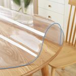 2 Sets 16 Inch Round Clear Table Cover Protector, Plastic Tablecloth PVC Vinyl Desk Mat Thick Waterproof Heat Resistant Non-Slip Easy Clean Protective Pad for Dining Room Coffee End Wood Marble Table