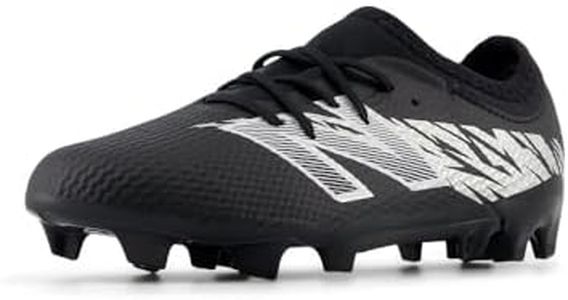 New Balance Furon Team FG V8 Soccer Shoe, Black/Metallic Silver/White, 5 Wide US Unisex Big_Kid
