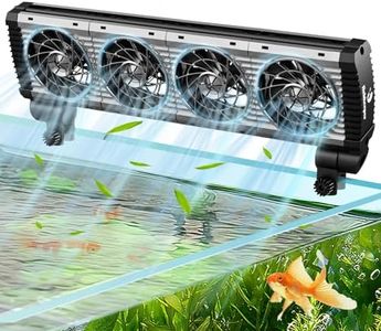 fishkeeper Aquarium Chiller Fan - 3600 r/m Powerful Wind Quiet Fish Tank Cooling Fan, 5 Speeds, 3 Timer Modes, 180° Wide Angle Adjustable Aquarium Cooler Chiller with Smart Controller (15W, 4 Heads)