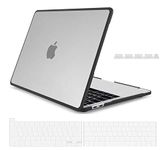 Midkart Matte TPU + PC Hard Cover Compatible with MacBook Pro 13 Inch (Model M2 A2338 / M1 A2338 / A2289 / A2251 / A1706 / A1708 / A2159 / A1989, Release 2023-2016), Semi-Transparent & Black