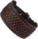 Urban Jewelry Classic Genuine Leather Cuff Men's Bracelet Style (adjustable 7.3 to 9.25 inches)