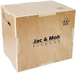 Jac & Mok Wooden Plyo Box - Non-Slip Plyometric Box for Jumping Exercise - Workout Step Platform, Heavy Duty (A. Wood Color - (16/14/12))