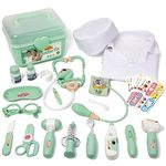 Liberry Doctor Kit for Toddlers 3 4 5 Years Old, 30 PCS Kid Doctor Toy with Stethoscope, Costume, Durable Medical Pretend Play Gift for Boys Girls(Green)