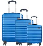 Safari Sonic Hard-Sided Polycarbonate 8 Wheels Securi Double Zipper Luggage Set Of 3 Speed_Wheel Trolley Bags (55,65 & 77 Cm) (Electric Blue)