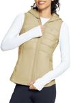 BALEAF Puffer Vest Women Running Vests Sleeveless Fall Winter Hooded Slim Fit Lightweight Hybrid Water Resistant Down Jacket Tannin XXL