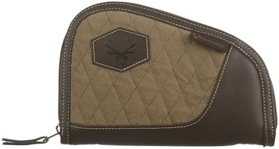 Evolution Outdoor President Series Quilted Pistol Case - 8" inch, Khaki, Heavy Duty Padding, Hunting Gun Case, Antique Brass Zipper, Brown Suede Lining