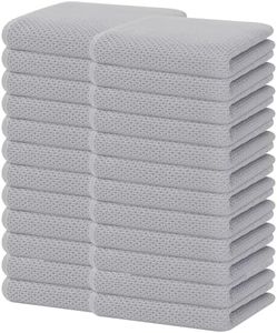 Homaxy 100% Cotton Waffle Weave Kitchen Dish Towels, Ultra Soft Absorbent Quick Drying Cleaning Towel, 13 x 28 Inches, 24-Pack, Light Gray
